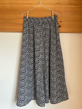 Blue and White Floral Maxi Skirt
